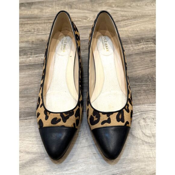 Cole Haan The Go-To Leopard Block Heel Pumps Leather Shoes Size 7.5 - Picture 2 of 6